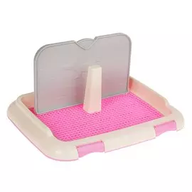 Туалет для собак 46.535.55.5 см, со стенкой, съемной решеткой и столбиком, розовый