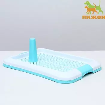 Туалет для собак с сеткой и столбиком, 45 х 35 х 4,5 см, голубой