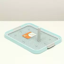 Туалет для собак с сеткой и столбиком, 51 х 37 х 3.8 см, серый