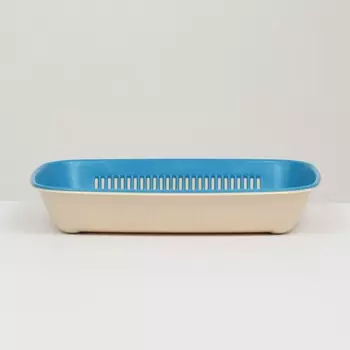 Туалет округлый с сеткой 33,5 х 25 х 6 см, голубой/бежевый