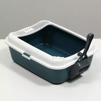 Туалет сима с бортом + совок 30 х 39 х 13,5 см серый fix