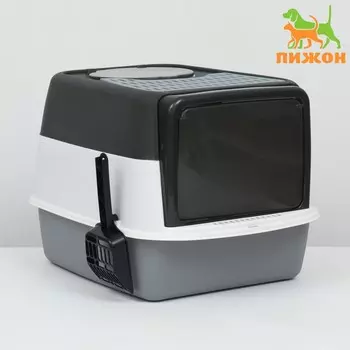 Туалет закрытый 513437 см, серый+совок (с уф-лампой)