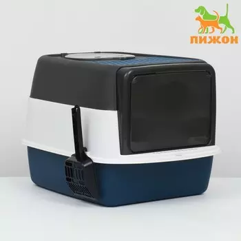 Туалет закрытый прозрачный 513437 см, синий+совок