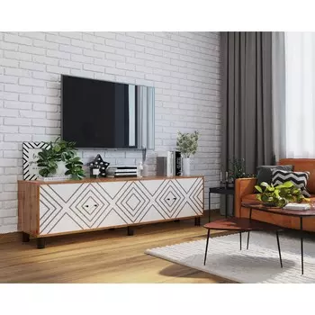 Тумба для тв hygge ромб1844х451х530, цвет дуб / белый