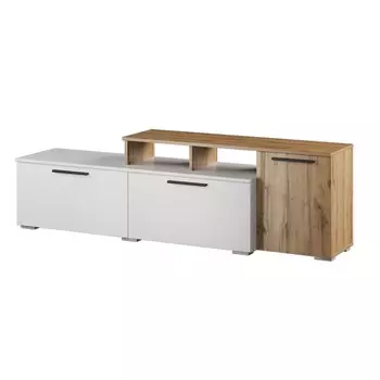 Тумба под тв альберо малая, 1800х403х537, белый/дуб вотан