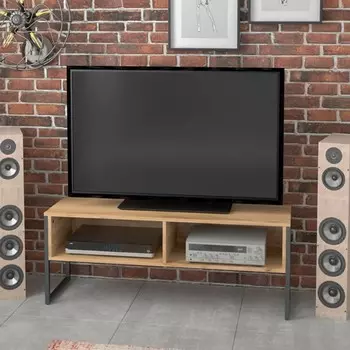 Тумба под тв chicago 118х35х45 см, дуб крафт золотой, черный