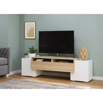 Тумба под тв селена, 1700х400х450, дуб сонома/белый