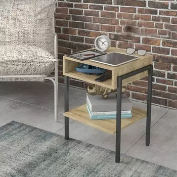 Тумба прикроватная chicago, 39х60х35, дуб краф золотой, черный