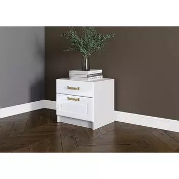 Тумба прикроватная лена-2 500х400х470 белый/белый глянец