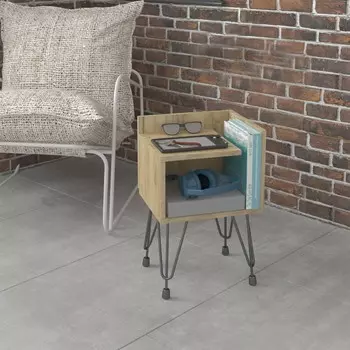 Тумба прикроватная liverpool 35х35х48 см, дуб крафт золотой, черный