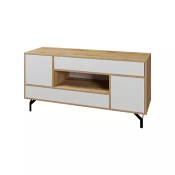 Тумба тв лабиринт, 1300х420х650, белый/дуб вотан