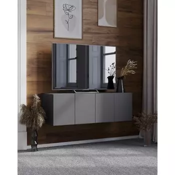 Тумба тв подвесная дели-2, 1002х370х330, графит/графит