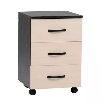 Тумба выкатная на 3 ящика, 400х400х600, венге/дуб молочный