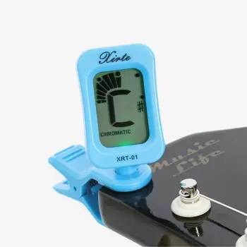 Тюнер для настройки гитары music life, прищепка, голубой