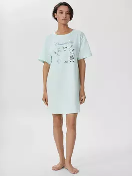 Туника домашняя женская голубая с принтом