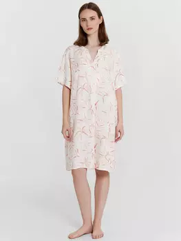 Туника домашняя женская кремовая с принтом