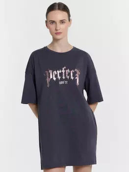 Туника домашняя женская серая с надписью