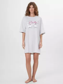 Туника домашняя женская серая с принтом