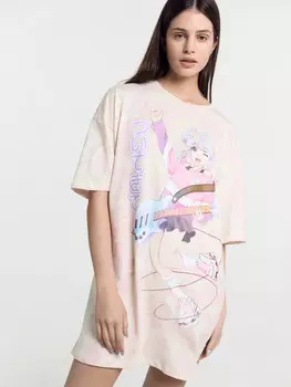 Туника женская бежевая с принтом