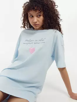 Туника женская голубая с печатью