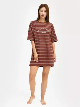 Туника женская кофейно-коричневая в полоску