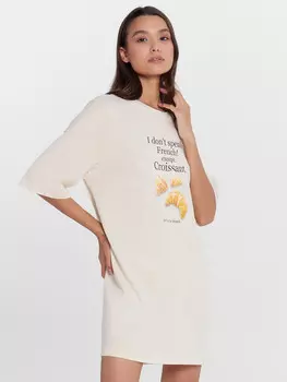 Туника женская кремовая с принтом