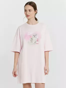 Туника женская розовая с принтом