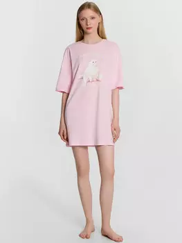 Туника женская розовая с принтом