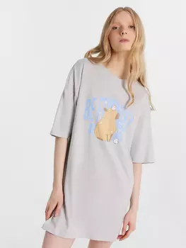 Туника женская серая с принтом