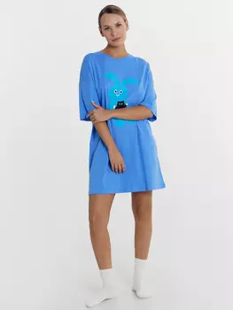 Туника женская синяя с милым зайкой