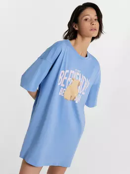 Туника женская синяя с принтом