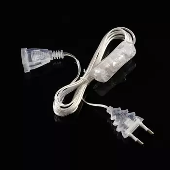 Удлинитель для комнатных гирлянд с выключателем, 3 м, прозрачная нить, умс-вилка