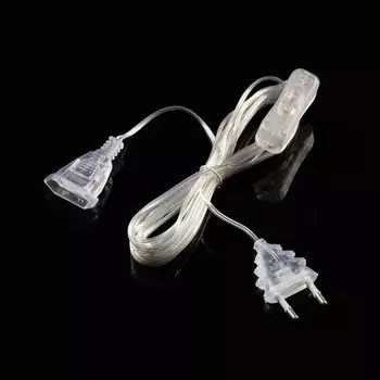 Удлинитель для комнатных гирлянд с выключателем, 5 м, прозрачная нить, умс-вилка