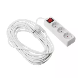 Удлинитель luazon lighting, 3 розетки, 10м,10а,2200вт, пвс 2х0.75 мм2, без з/к, с выкл., б