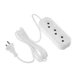 Удлинитель luazon lighting, 3 розетки, 3 м, 10 а, 2200 вт, пвс 2х0.75 мм2, без з/к, белый