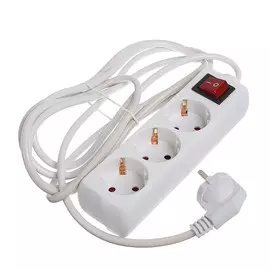 Удлинитель luazon lighting, 3 розетки, 3м,10а, 2200 вт, пвс 3х0.75 мм2, с з/к, с выкл., б