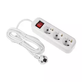 Удлинитель luazon lighting, 3 розетки, 3м,10а, 2200 вт, пвс 3х0.75 мм2, с з/к, с выкл., б