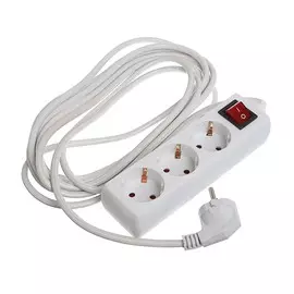 Удлинитель luazon lighting, 3 розетки, 5 м, 16 а, 3500 вт, 3х1.5 мм2, с з/к, с выкл., б