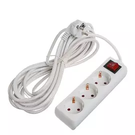 Удлинитель luazon lighting, 3 розетки, 7 м, 10 а, 2200 вт, 3х0.75 мм2, с з/к, с выкл., б