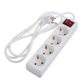 Удлинитель luazon lighting, 4 розетки, 1,8 м, 10 а, 2200 вт, 3х1.5 мм2, с з/к, с выкл.,