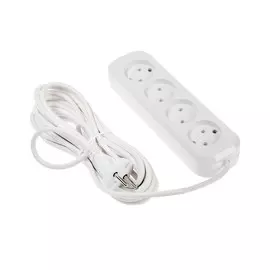 Удлинитель luazon lighting, 4 розетки, 7 м, 10 а, 2200 вт, пвс 2х0.75 мм2, без з/к, белый 6847559