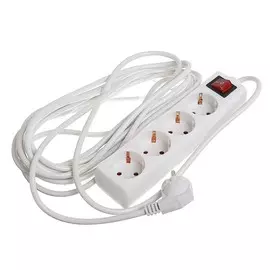 Удлинитель luazon lighting, 4 розетки, 7м,10 а,2200 вт, пвс 3х0.75 мм2, с з/к, с выкл., б