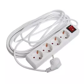 Удлинитель luazon lighting, 4 розетки, 7м,6а, 1300 вт, пвс 3х0.5 мм2, без з/к, с выкл., б
