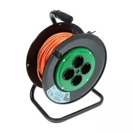 Удлинитель на катушке 4 розетки, 40 м,10 а, пвс 3х0.75 мм2, с з/к,ip44,