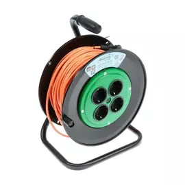 Удлинитель на катушке luazon lighting,4 розетки,50м,10а, пвс 3х0.75 мм2,с з/к,без выкл.ip20,