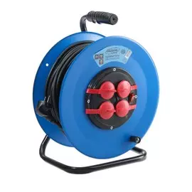 Удлинитель на катушке luazon lighting, 4 розетки, 50 м, 16 а, пвс 3х2.5 мм2, с з/к, ip44