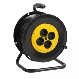 Удлинитель на катушке tundra, 4 розетки, 25 м, 16 а, пвс 3х1.5 мм2, с з/к, ip44,