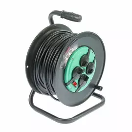 Удлинитель на катушке tundra, 4 розетки, 50 м, 16 а, пвс 3х1.5 мм2, с з/к, ip44,