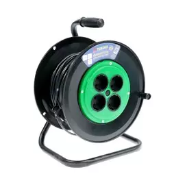 Удлинитель на катушке tundra, 4 розетки, 50 м, 6 а, пвс 2х0.75 мм2, без з/к, ip20,