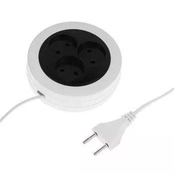 Удлинитель-рулетка 3 розетки, 3 м, 6 а, 1300 вт, шввп 2х0.5 мм2, без з/к